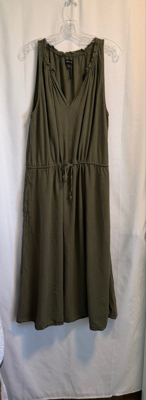 WELL WORN Green Sinched Waist Dress With Pockets! XXL